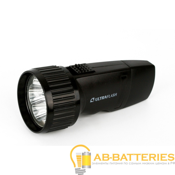 Фонарь туристический Ultraflash LED3859 0.4W 5LED от аккумулятора прямая подзарядка черный (1/108)