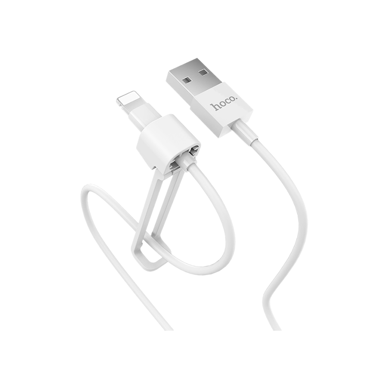 Кабель HOCO X31 USB (m)-Lightning (m) 1.0м 2.1A силикон держатель белый (1/31/310)