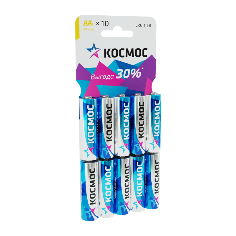 *Батарейка Космос LR6 AA BL10 Alkaline 1.5V (10/300/600) 