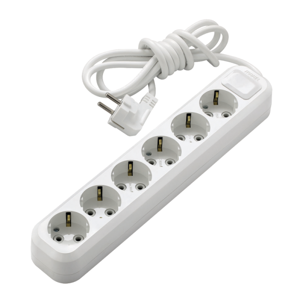 Удлинитель Makel 6р.С/З 16A 3.0м IP20 белый MGP183 (1/12)