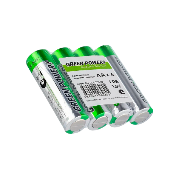 Батарейка GREEN POWERlab LR6 AA Shrink 4 Alkaline 1.5V (4/40/1000)