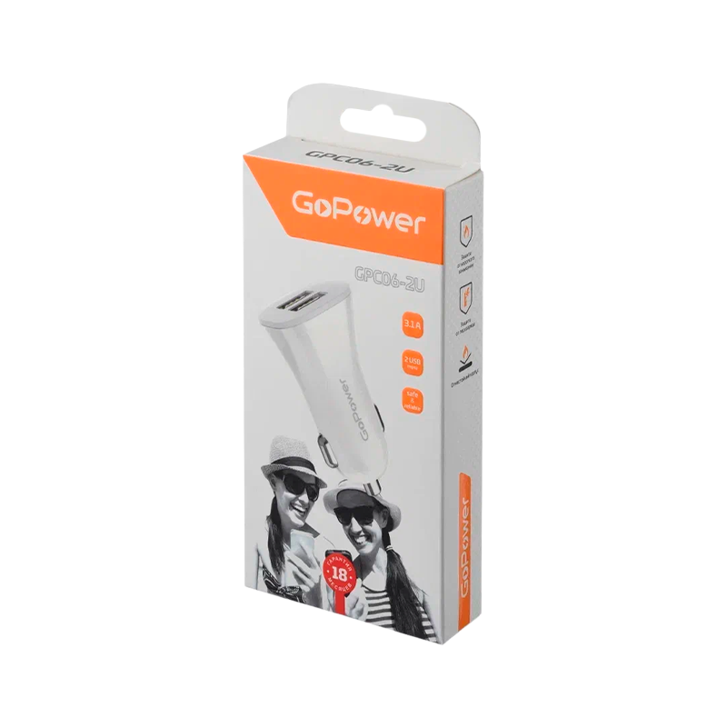 *Автомобильное З/У GoPower GPC06-2U 2USB белый 