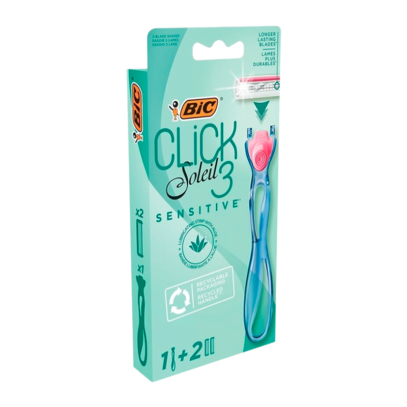 Бритва BIC Soleil Click 3 Sensitive 3 лезвия 2 кассеты пластиковая ручка (1/10)