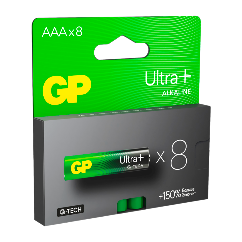 Батарейка GP ULTRA PLUS G-tech LR03 AAA BL8 Alkaline 1.5V (8/96/768) R