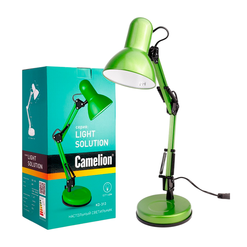 Светильник настольный Camelion KD-313 60W 230V E27 на основании зеленый (1/6)