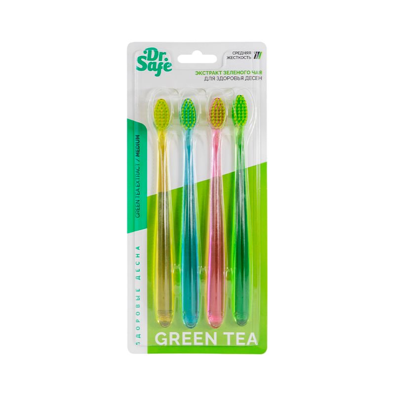 DR.SAFE Зубная щетка РЕТ-РBT Green Tee (4 шт/упак) Цена за шт – (4/96)