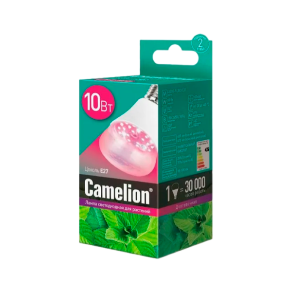 Лампа светодиодная Camelion 10W 220-240V груша ФИТО для аквариумов и растений прозрачная (1/10/100)