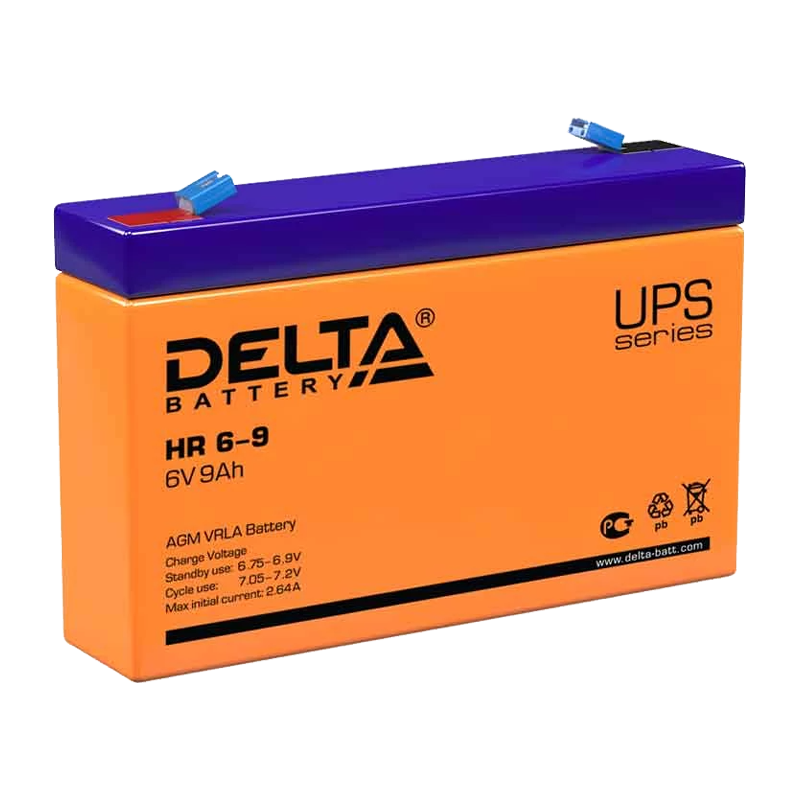 Аккумулятор свинцово-кислотный Delta HR 6-9 6V 9Ah