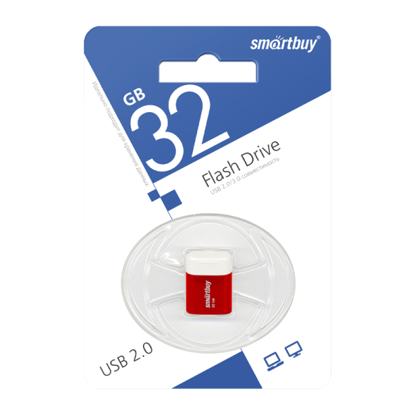 Флеш-накопитель Smartbuy Lara 32GB USB2.0 пластик красный