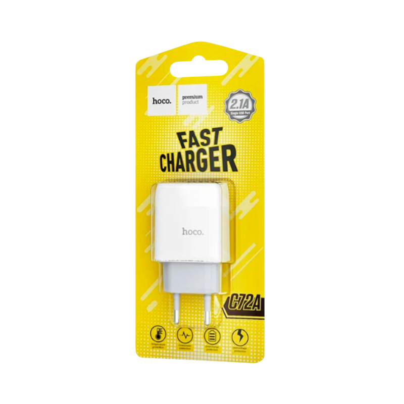 Сетевое З/У HOCO C72A 1USB 2.1A белый (1/36/216)