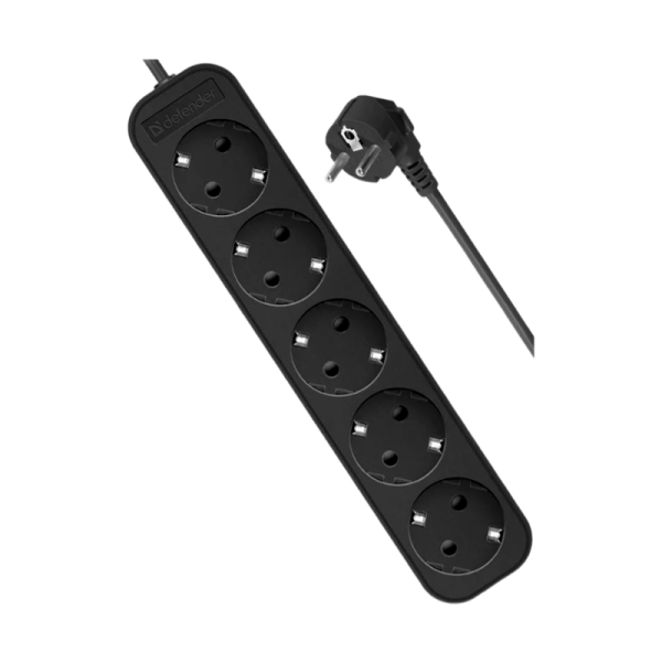 Удлинитель Defender M550 5р.С/З 10A 5.0м черный (1/35)