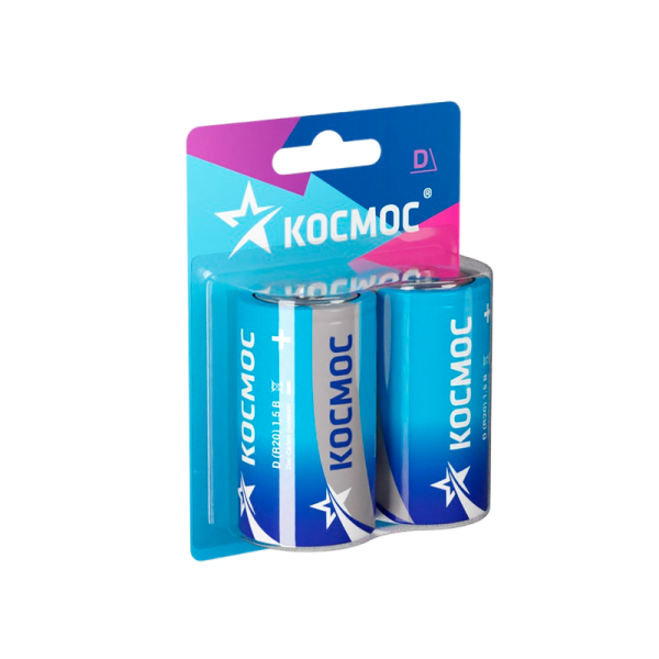 Батарейка Космос R20 D BL2 Zinc Carbon 1.5V (2/24/192)