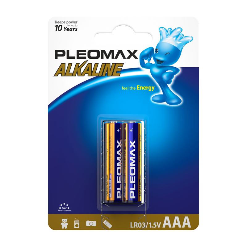 Батарейка Pleomax LR03 AAA BL2 Alkaline 1.5V (2/20/400/19200)