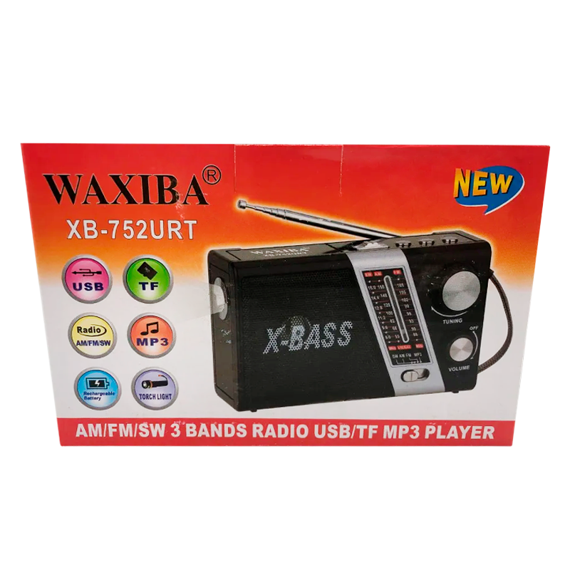 Радиоприемник Waxiba XB-752URT пластик microSD USB/Jack3.5 черный (1/40)