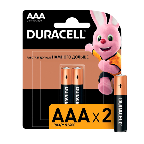 Батарейка Duracell Basic LR03 AAA BL2 Alkaline 1.5V (2/20/16500)