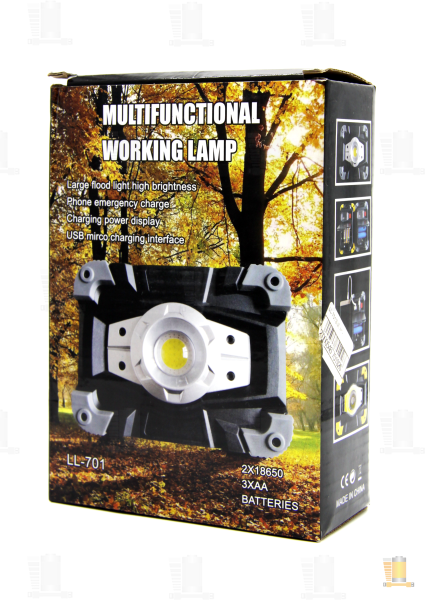 Фонарь прожектор Без бренда LL701 20W COB от батареек power bank черный