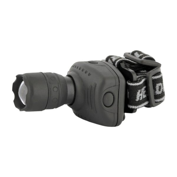 Фонарь налобный Ultraflash LED5354 1W 1LED от батареек ZOOM черный (1/10/100)