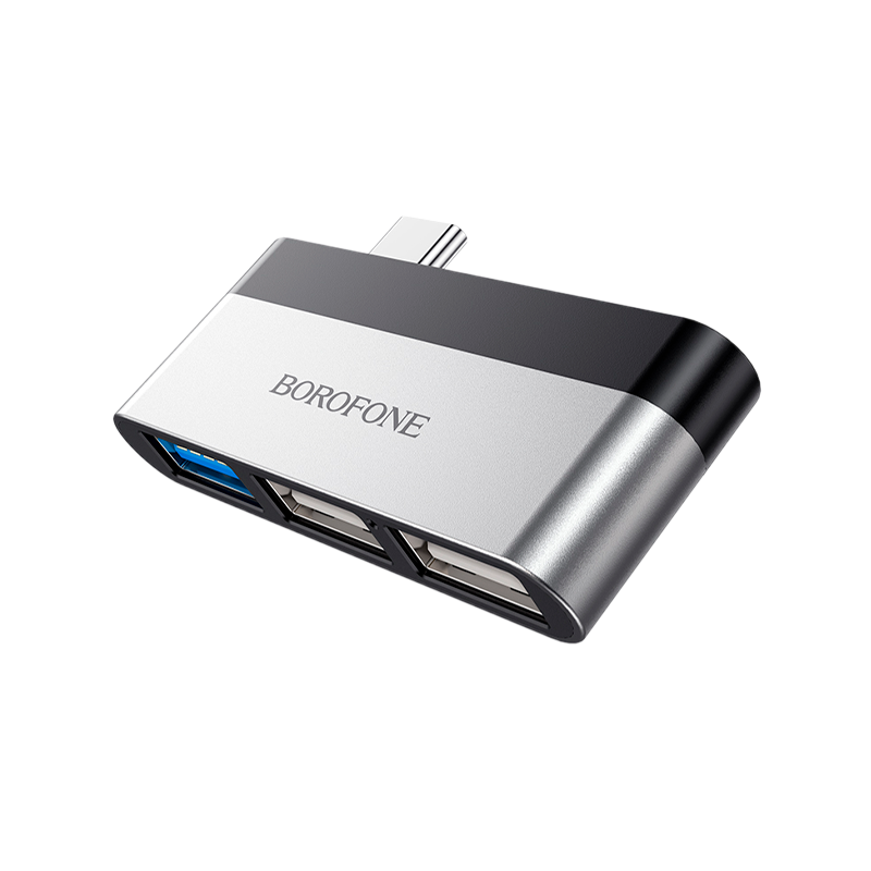 USB-Хаб Borofone DH1 3USB Type-C (m) USB2.0+USB3.0 серебряный (1/27/162)