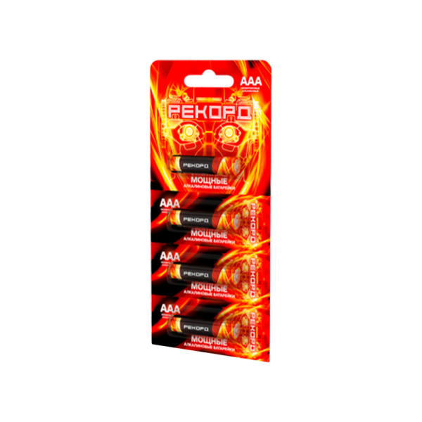 Батарейка Рекорд LR03 AAA BL4 Alkaline 1.5V отрывные (4/48/480)