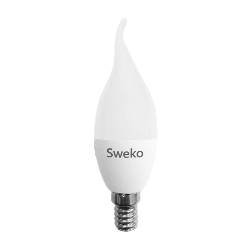 Лампа светодиодная Sweko C35 E14 7W 3000К 230V свеча на ветру (1/5/100)