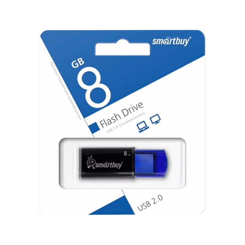Флеш-накопитель Smartbuy Click 8GB USB2.0 пластик синий