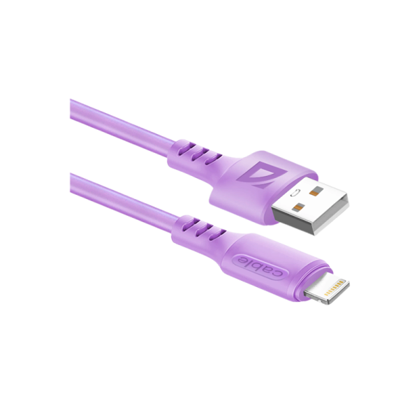 Кабель Defender F207 USB (m)-Lightning (m) 1.0м 2.4A фиолетовый