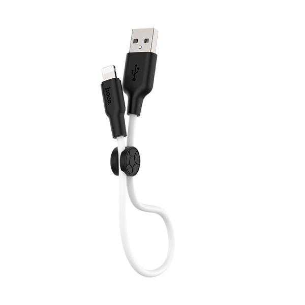 Кабель HOCO X21 Plus USB (m)-Lightning (m) 0.25м 2.4A силикон черный белый (1/30/300)