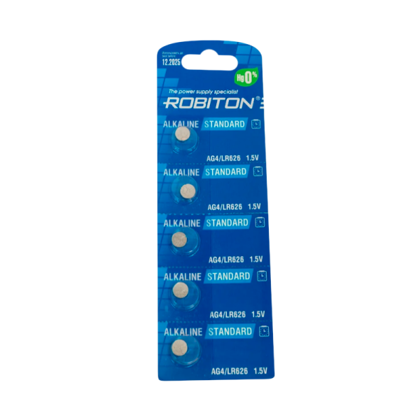 Батарейка ROBITON STANDARD R-AG4-0-BL5 (0% Hg) AG4 LR626 377 LR66 BL5