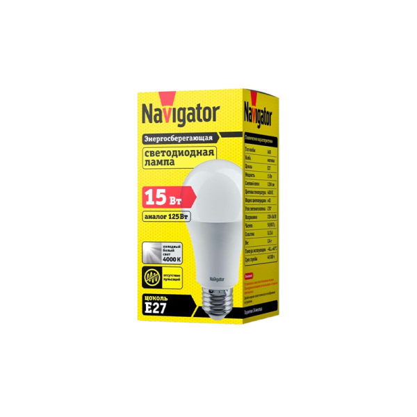 Лампа люминесцентная Navigator SFW10 E27 15W 4000К 230V спираль (1/12/108)