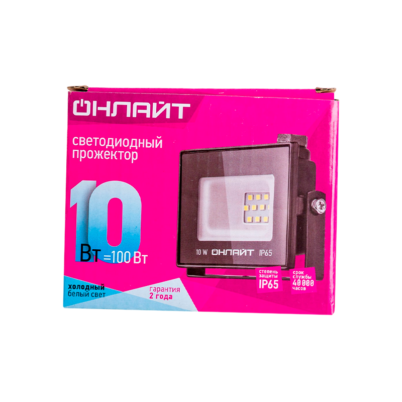 Прожектор светодиодный Онлайт 10W 230V IP65 4000К нейтральный черный (1/80)