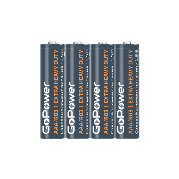 Батарейка GoPower R03 AAA Shrink 4 Heavy Duty 1.5V (4/60/1200)