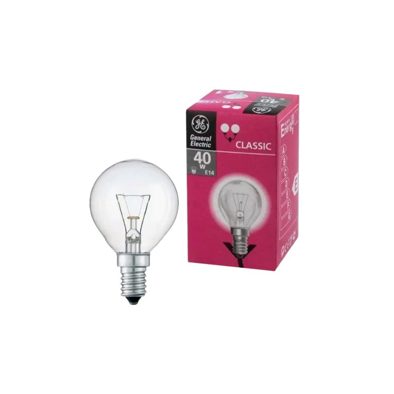 Лампа накаливания General Electric E14 40W 230V шар 45мм прозрачная