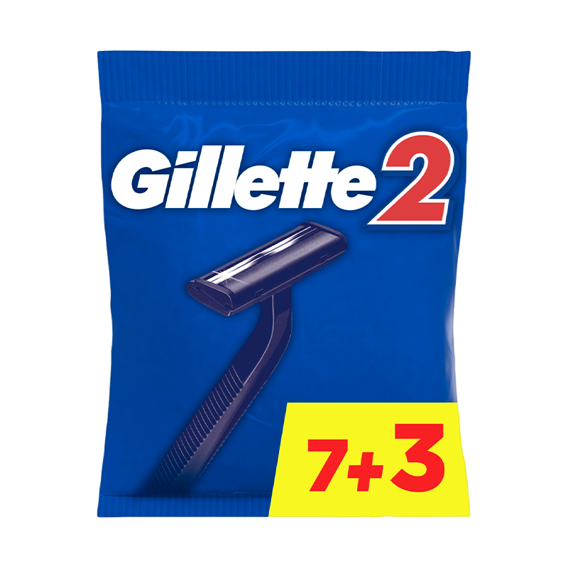 Бритва Gillette 2 лезвия пластиковая ручка 7+3шт (1/24)