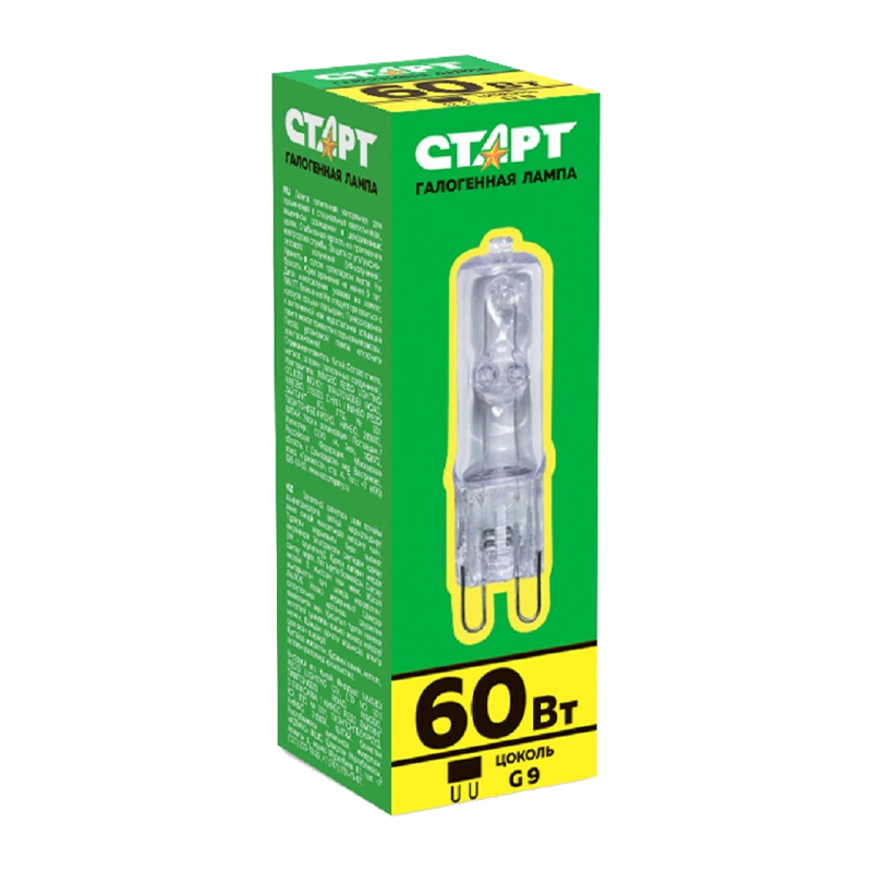 Лампа галогенная Старт G9 60W 220V капсула прозрачная