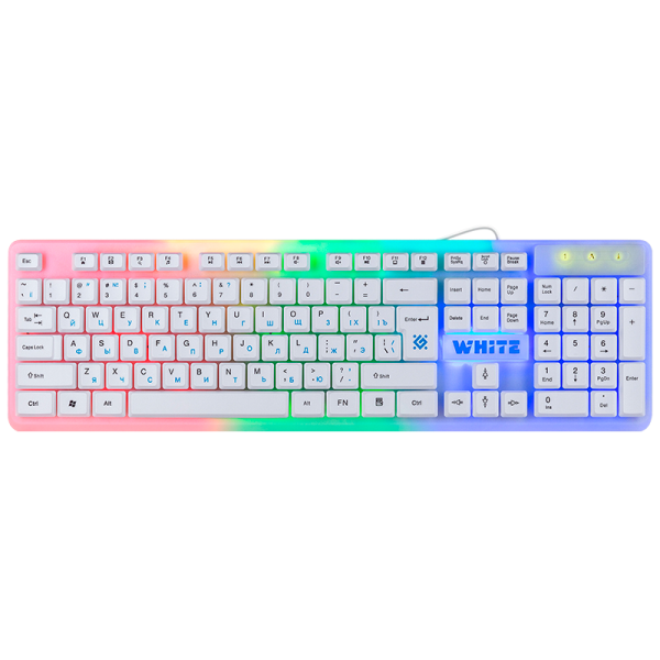 Клавиатура проводная Defender GK-172 white игровая USB 1.5м (1/10)