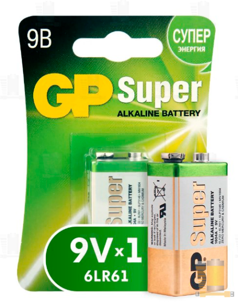Батарейка GP Super Крона 6LR61 Shrink 1 Alkaline 9V (1/10/200) R