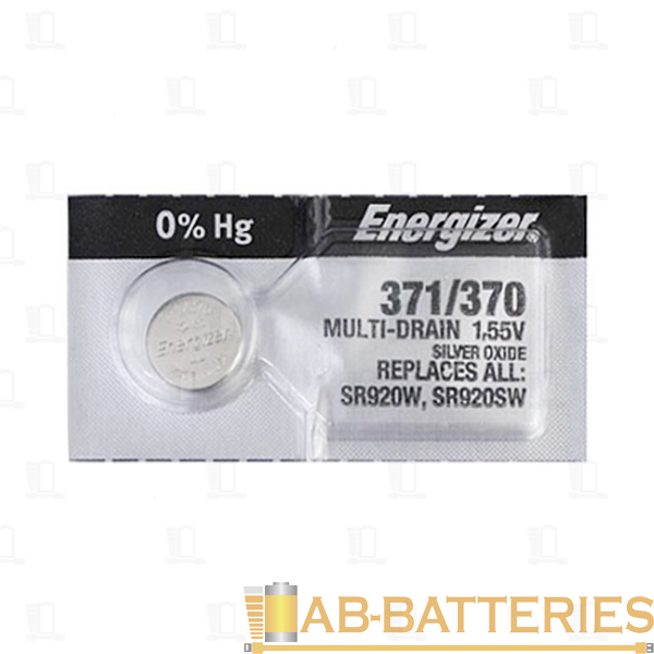 Батарейка Energizer 370/371 (SR920W/SR920SW) BL1 Silver Oxide 1.5V 0%Hg (1/10/100/1000)