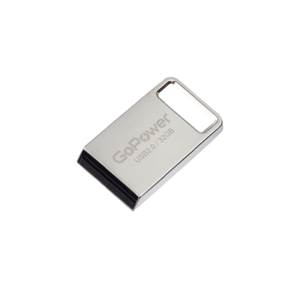 Флеш-накопитель GoPower MINI 32GB USB2.0 металл серебряный (1/50/1000)