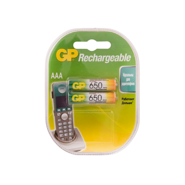 Аккумулятор бытовой GP HR03 AAA BL2 NI-MH 650mAh в пластиковой упаковке (2/20/200) R