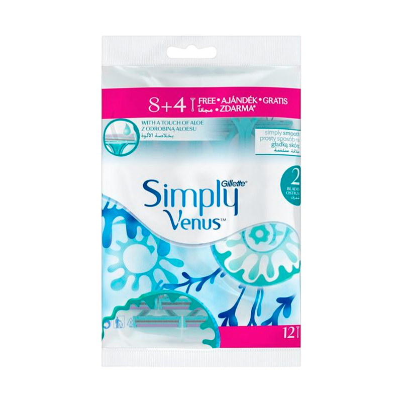 Бритва Gillette VENUS Simply 2 (Satin Care) 2 лезвия ENG 8+4шт. (1/15)