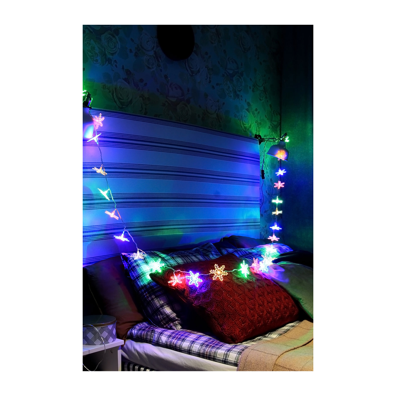 Гирлянда Космос "Снежинки" 30LED 4.4м микс нить 8 режимов прозрачн.насадки ассорти