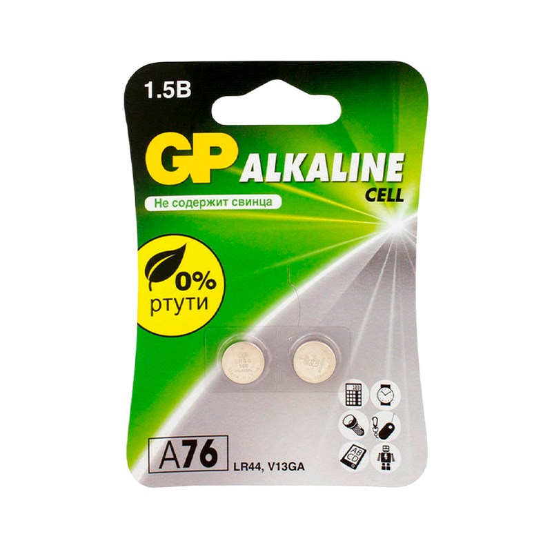 Батарейка GP G13/LR1154/LR44/357A/A76 BL2 Alkaline 1.5V (2/20/960)