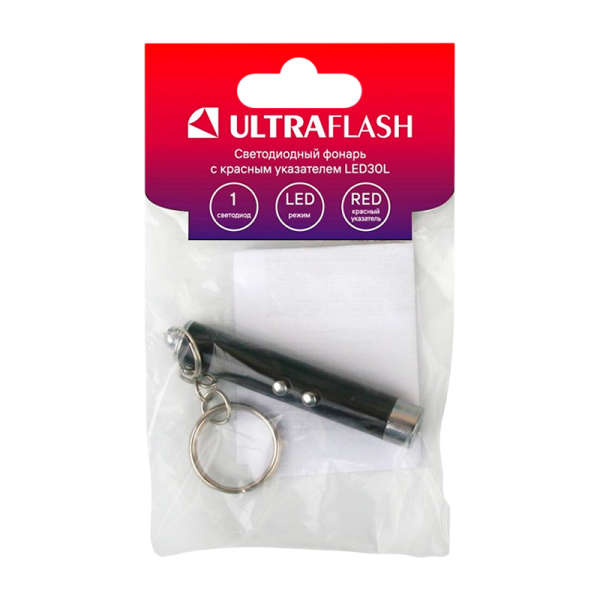 Фонарь универсальный Ultraflash LED30L от батареек лазерная указка черный