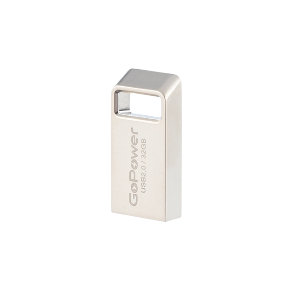 Флеш-накопитель GoPower MINI 32GB USB2.0 металл серебряный (1/50/1000)