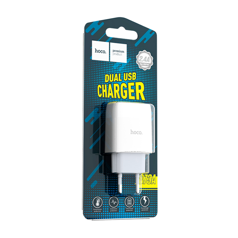 Сетевое З/У HOCO C73A 2USB 2.1A белый (1/36/216)