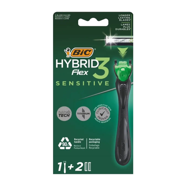 Бритва BIC "Flex 3 Hybrid" SENSITIVE 3 лезвия 2 кассеты