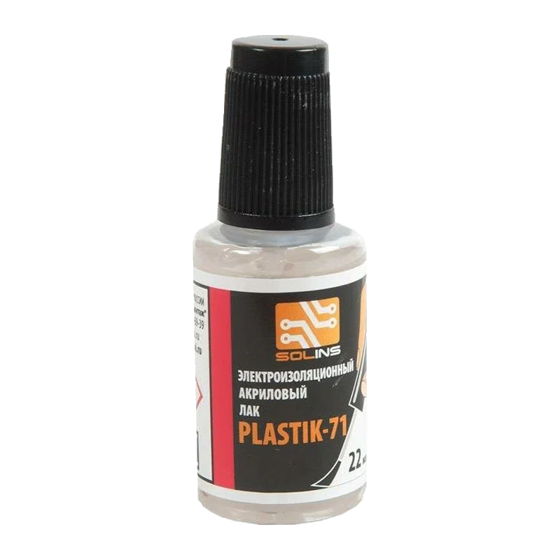 Лак акриловый Solins PLASTIK 71 22мл для печатных плат +кисточка