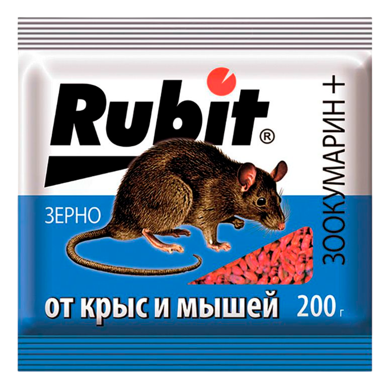 Гранулы Рубит Зоокумарин+ зерно 200 гр 30 шт./кор Летто