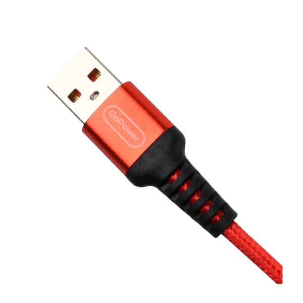 Кабель GoPower GP02L USB (m)-Lightning (m) 1.0м 2.4A нейлон красный (1/200/800)