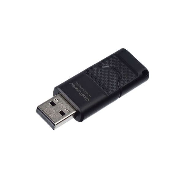 Флеш-накопитель GoPower SLIDER 32GB USB2.0 пластик черный матовый (1/50/1000)